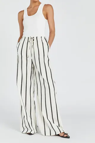 Elliott Cream Stripe Linen Pant