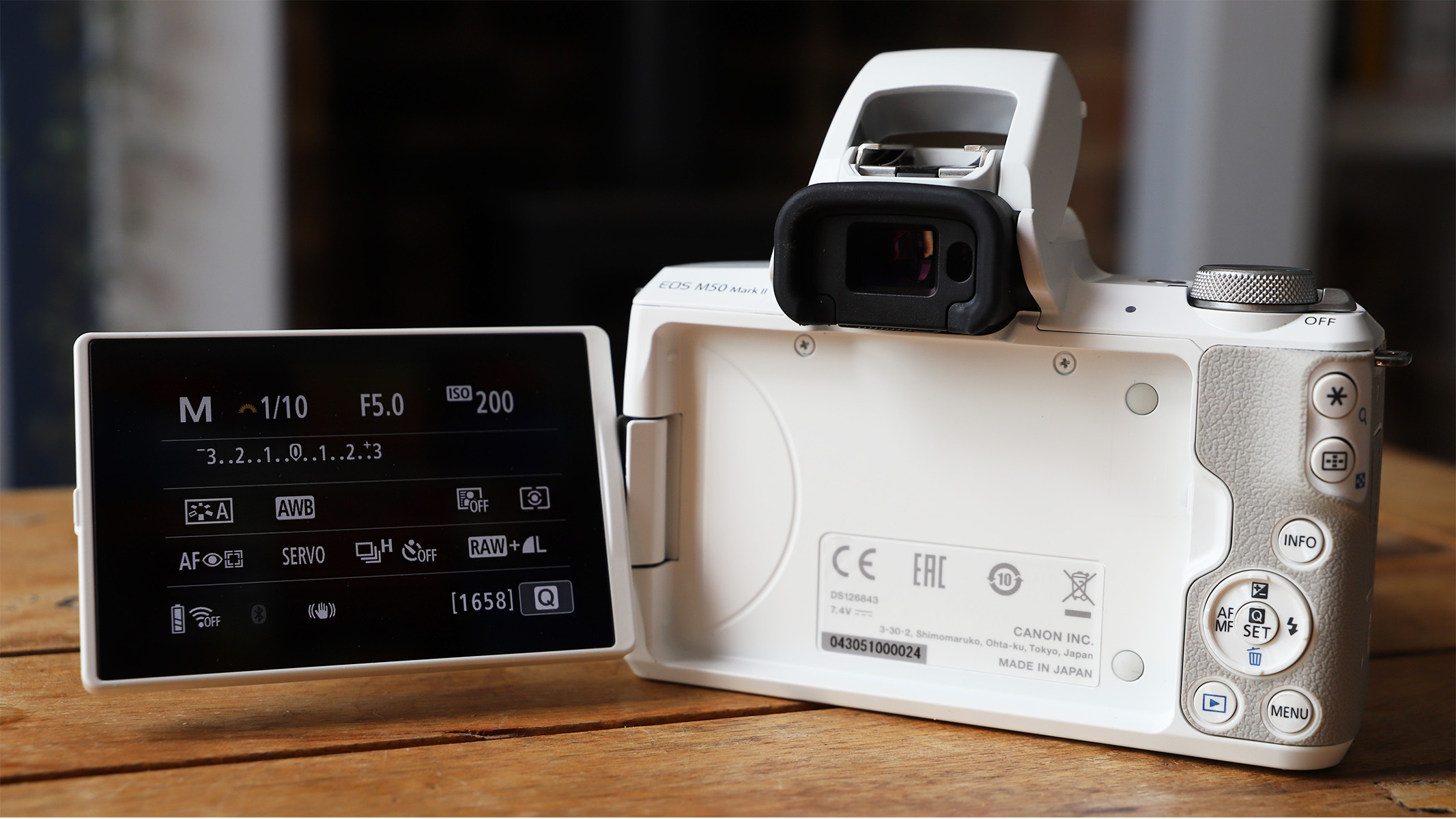 Image shows rear of the camera with the screen tilted out