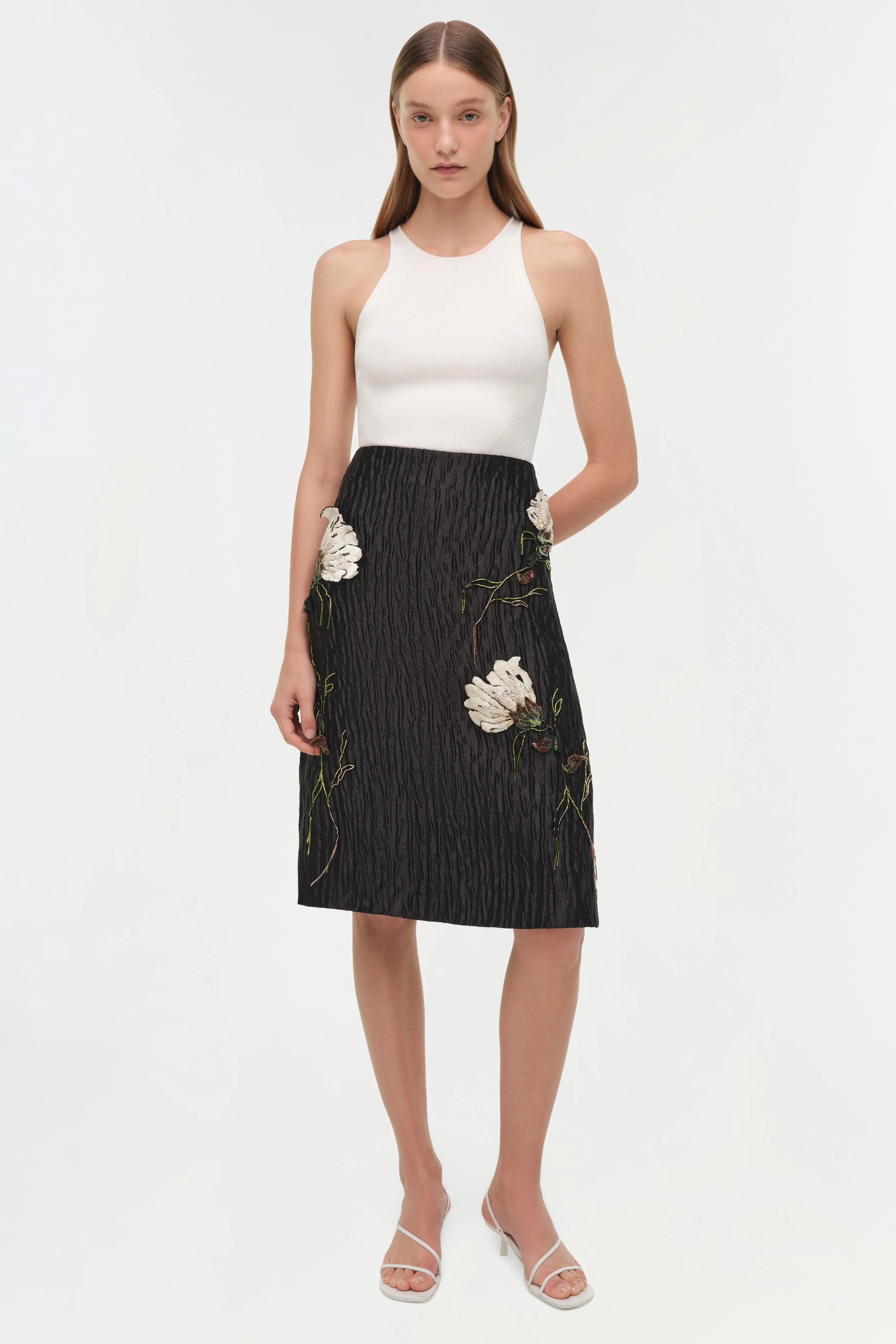 Simkhai, Arla Floral Jacquard Midi Skirt