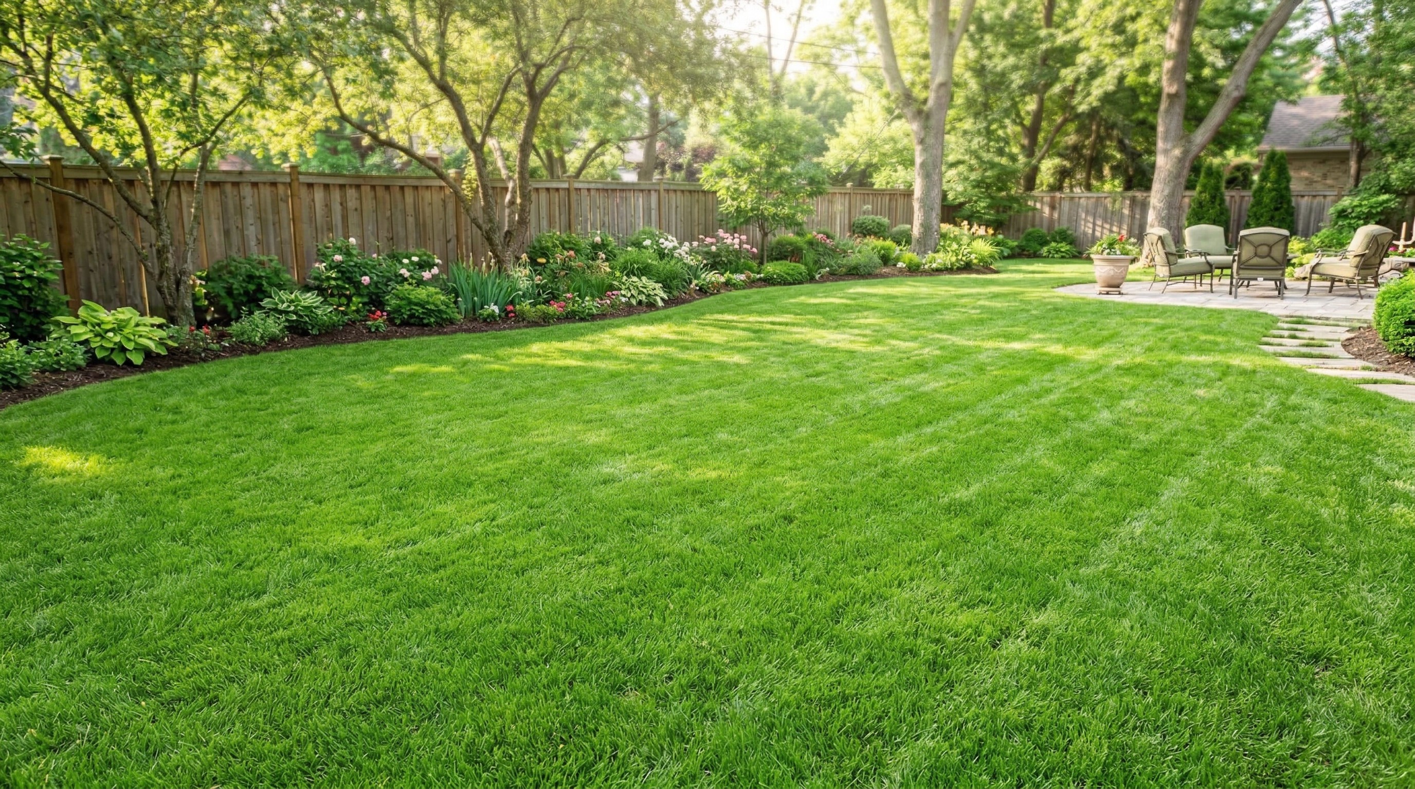 Grass lawn and backyard