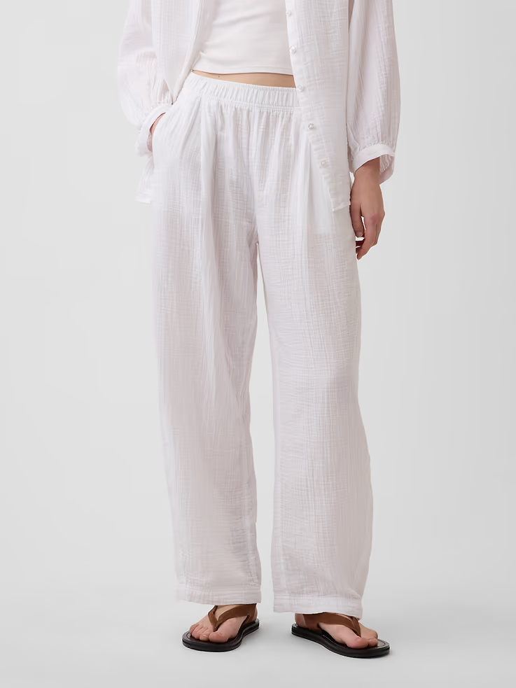 Gap, Cotton Gauze Easy Barrel Pants