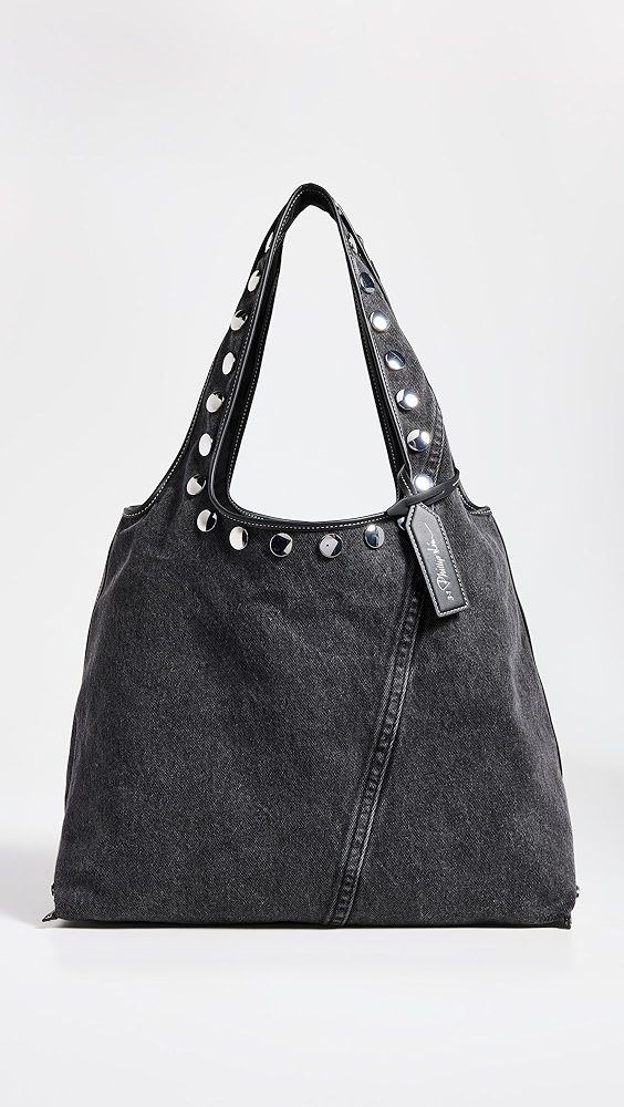 3.1 Phillip Lim Washing Denim Market Tote Bags with Studs
