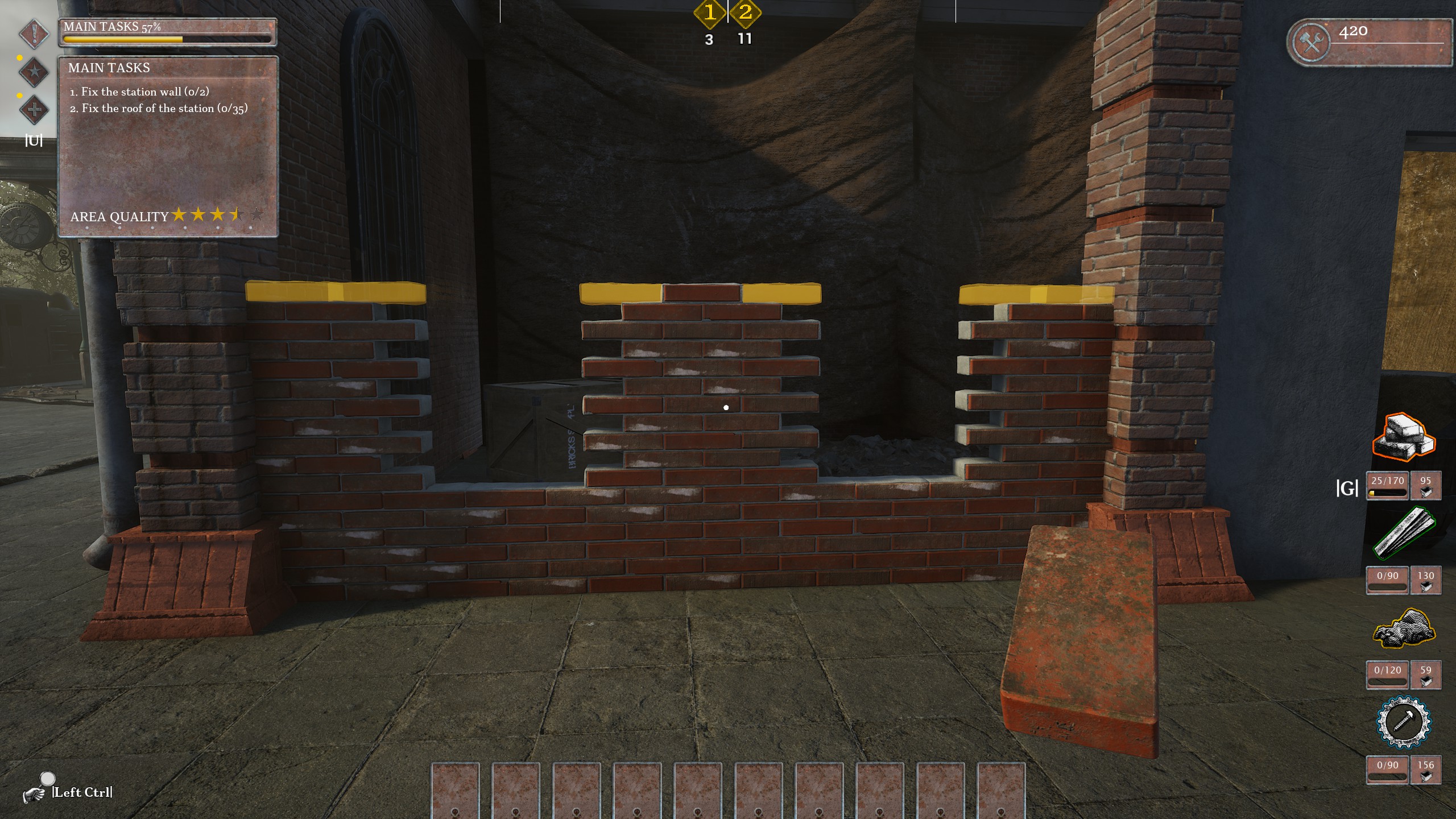 An image showing a wall being built in WW2 Rebuilder.