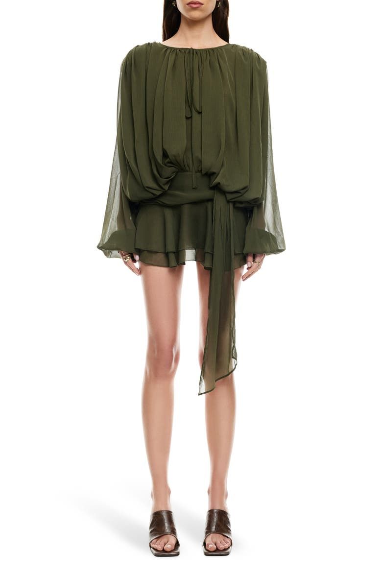 Elements Long Sleeve Chiffon Minidress