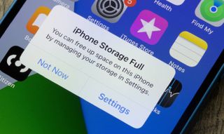 iPhone storage full message on iPhone