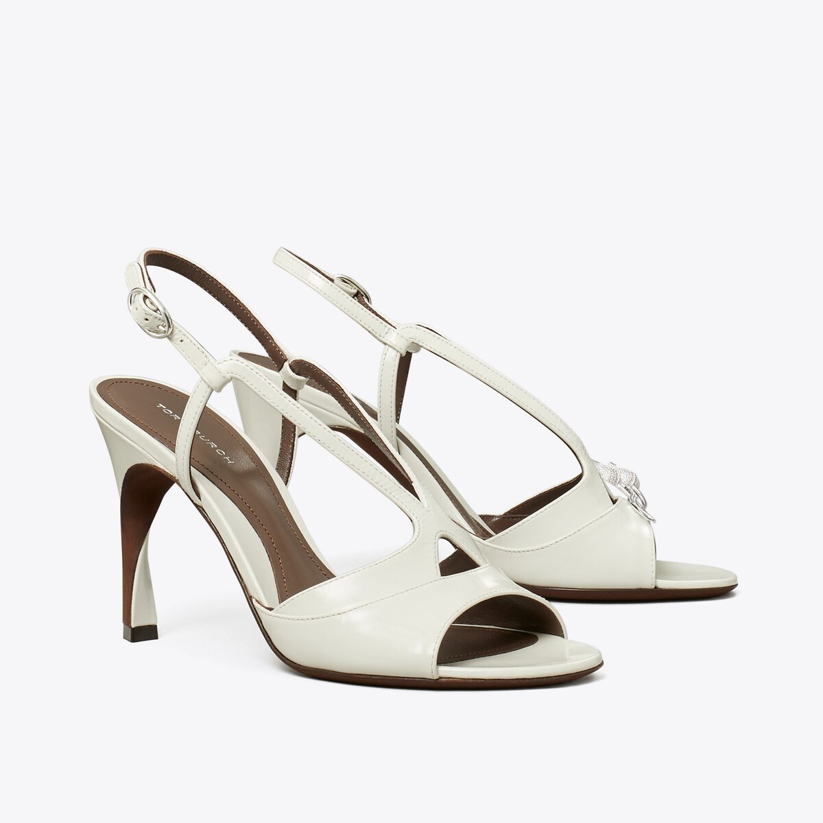 Twisted Heel Sandal in White, Size 6