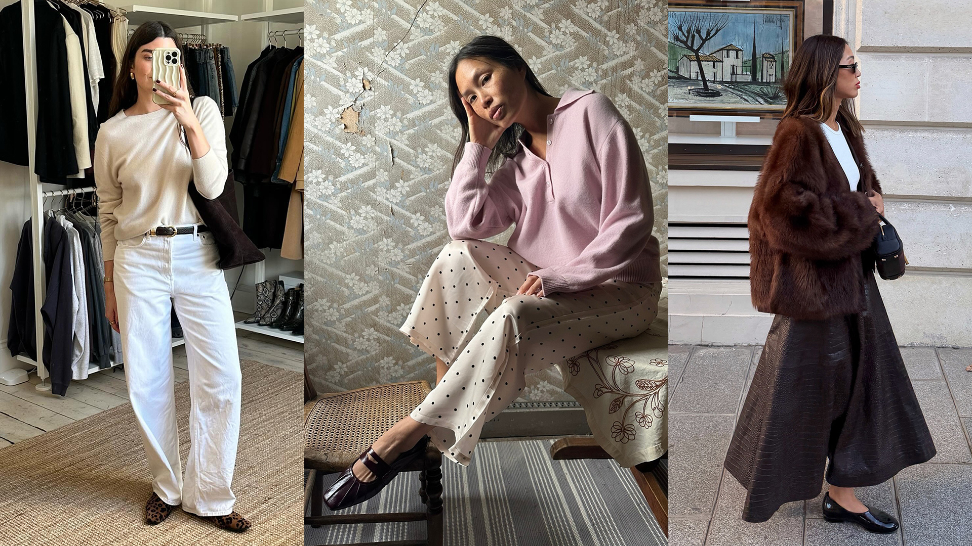 women wearing flats with spring outfits