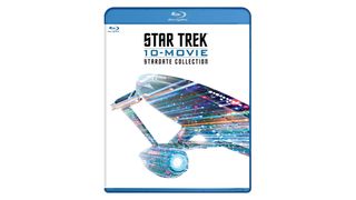 A DVD box with a blue boarder and a multi colored spaceship on the front on a white background.