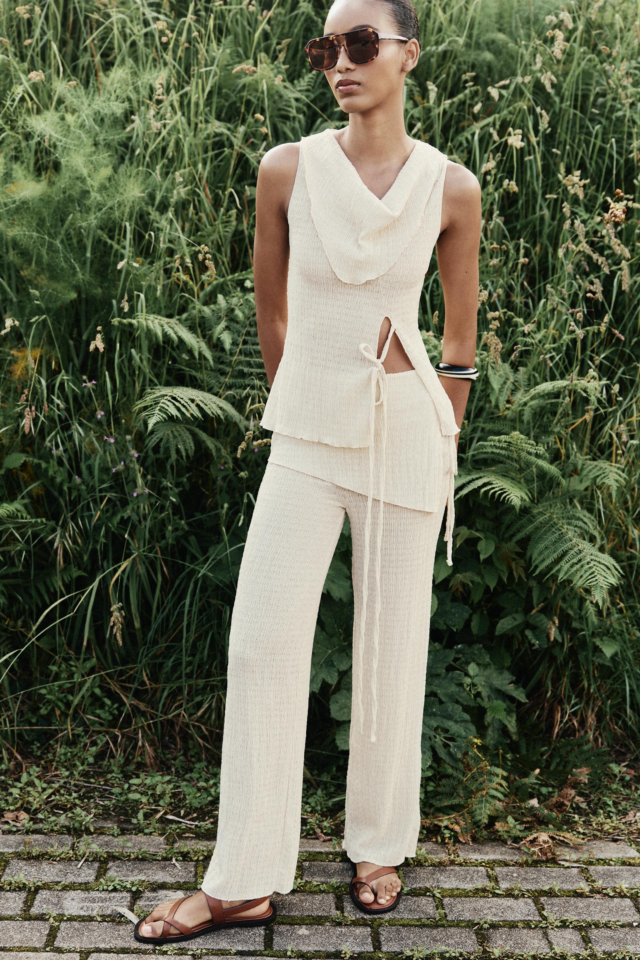 Textured Tie Sarong Pants