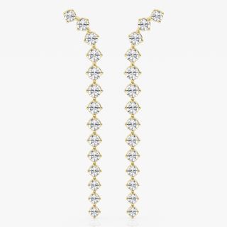 2 Ctw Round Lab Grown Diamond Curved Drop Earrings 14k Yellow Gold, Fg, Vs2+