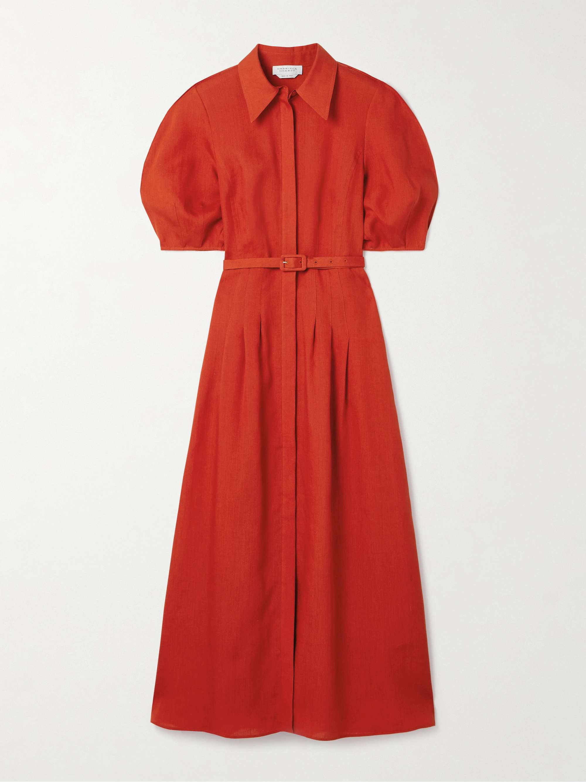 Maude Belted Linen Midi Shirt Dress