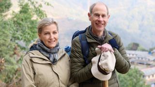 Sophie, Duchess of Edinburgh and Prince Edward, Duke of Edinburgh arrive for a tour of the Gurung community centre and museum during an official visit to Nepal on February 09, 2025