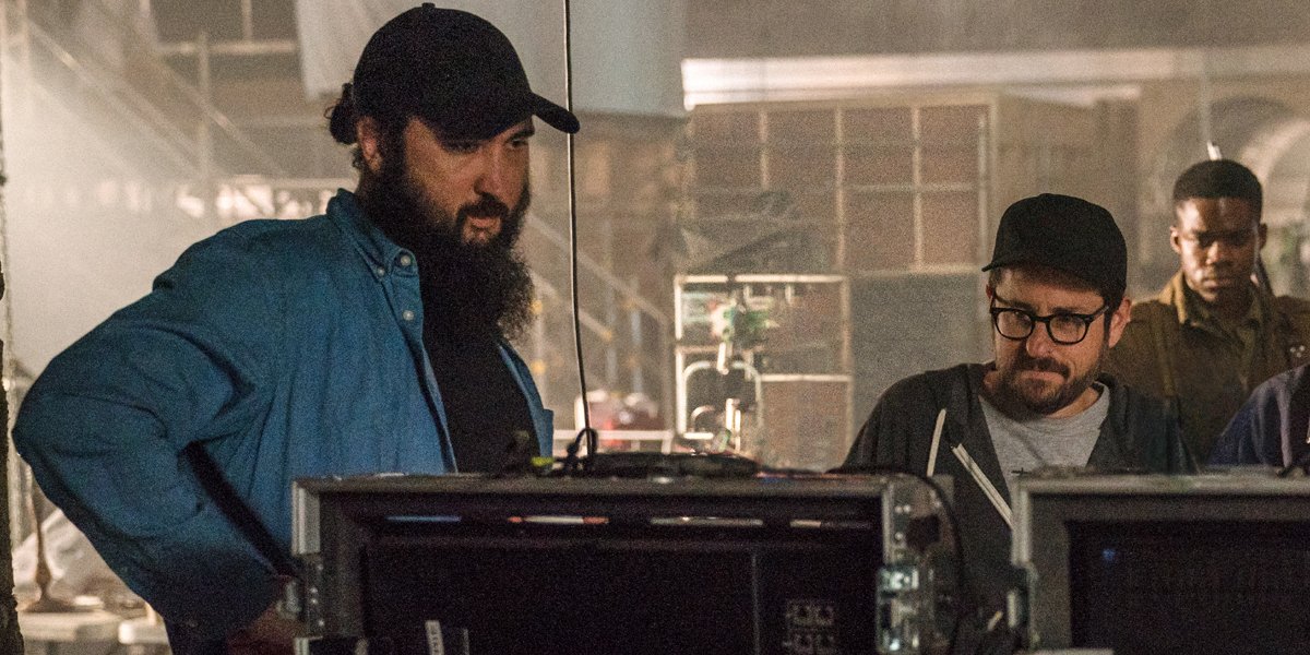 Julius Avery and JJ Abrams on the Overlord set