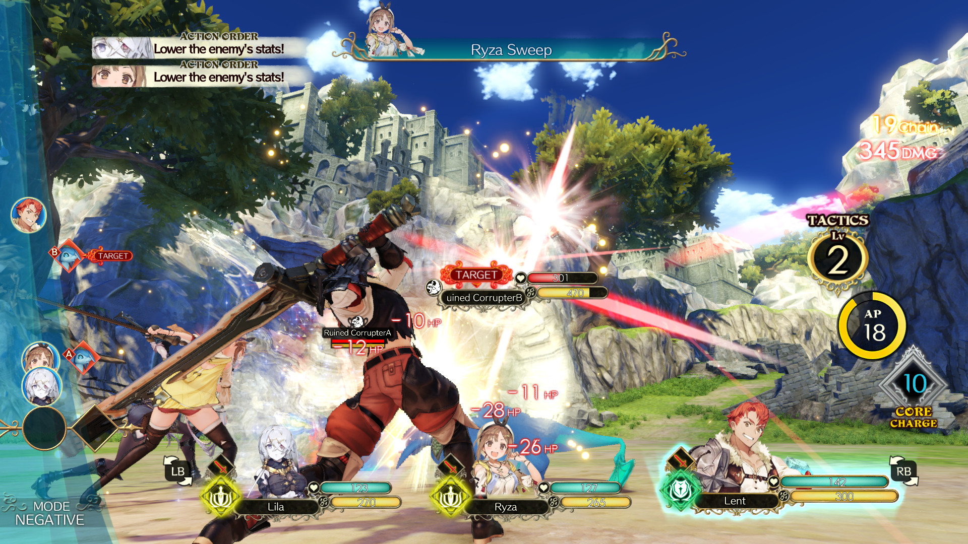 Lent Marslink lands a huge strike with his hefty sword on enemies in combat in Atelier Ryza: Ever Darkness &amp;amp; the Secret Hideout