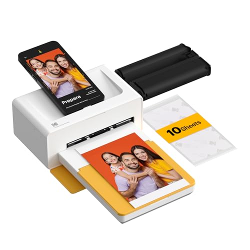 Kodak Dock Plus 4x6'' Photo Printer, 10 Sheets, Docking & Bluetooth Smartphone Printer for Iphone & Android, Instant Color Prints, 4pass Dye Sublimation