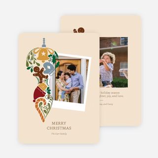 Personalized christmas card with family photo and ornamental accent