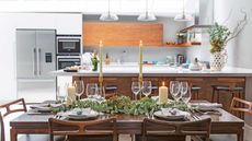 kitchen and dining area at christmas