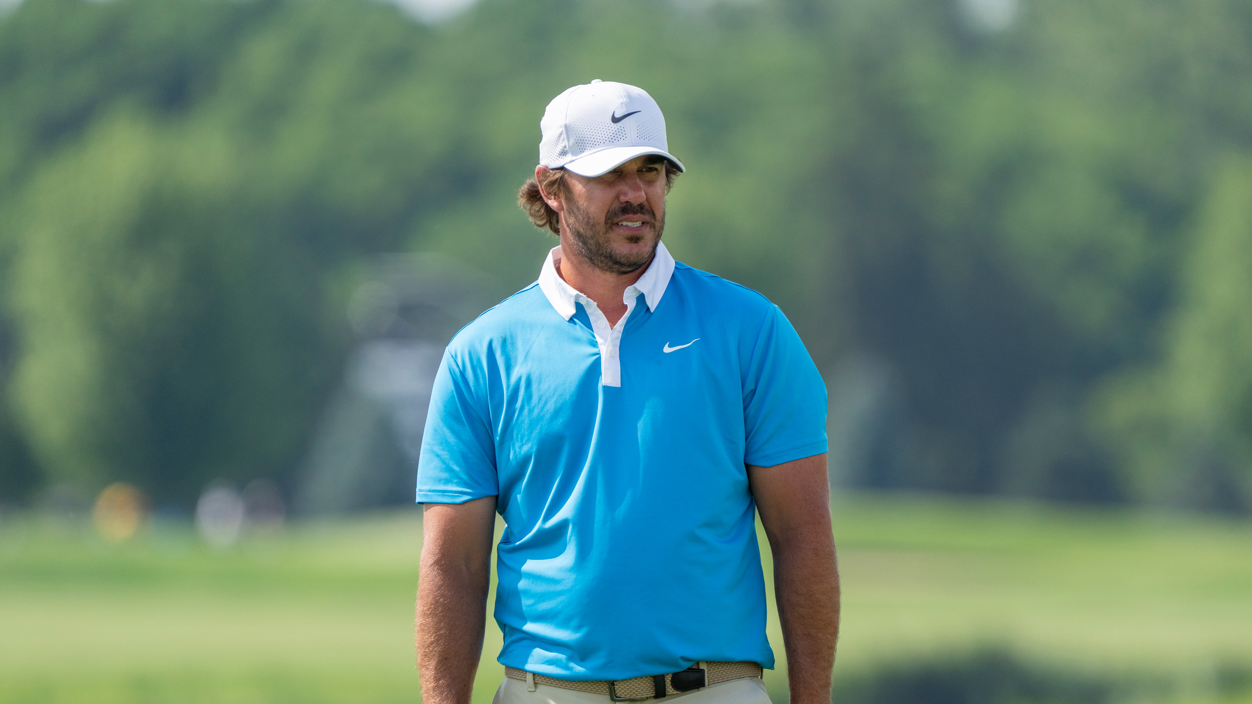 Brooks Koepka looks on during LIV Golf Chicago 2025