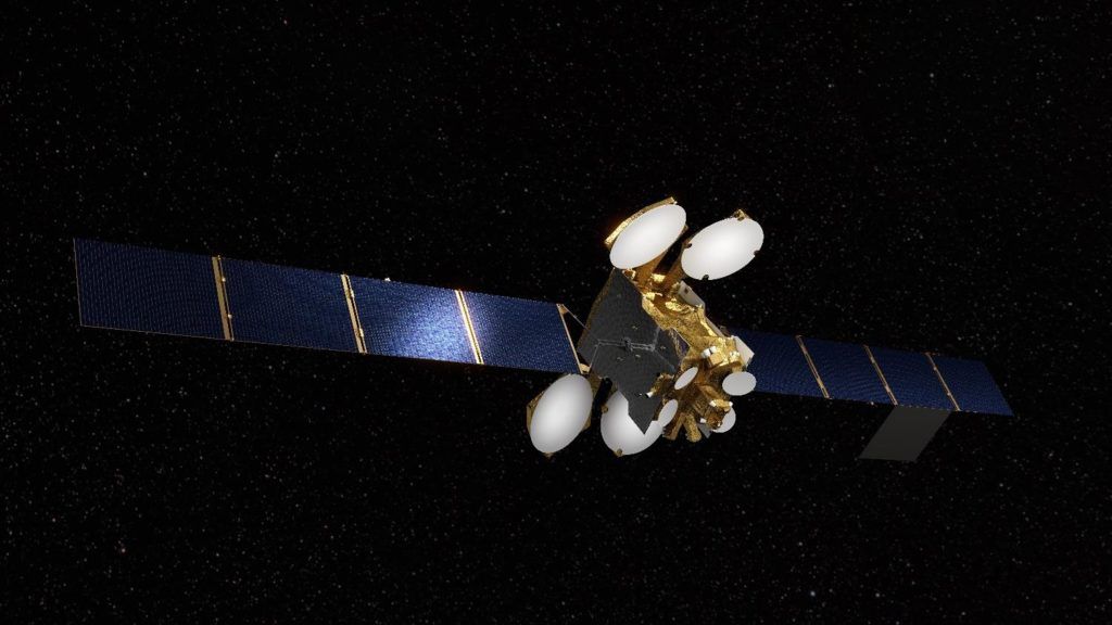 An artist's illustration of Egypt's Tiba-1 satellite in orbit.