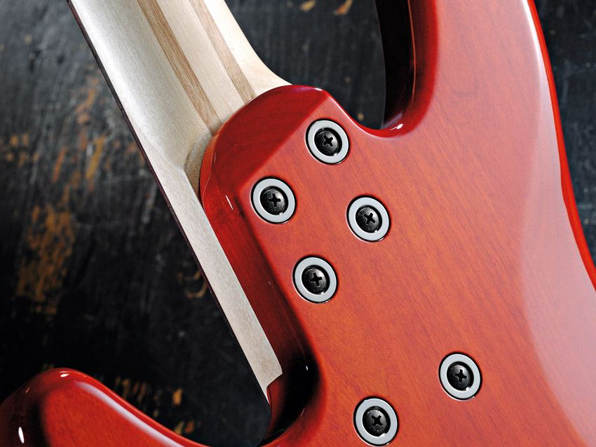A five-piece neck secured with six recessed bolts- no stability issues here.