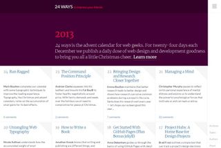In 2013 Paul redesigned the 24 ways advent calendar for web geeks