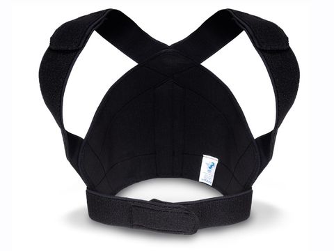The brace forces you to sit more upright and pulls your shoulders back.