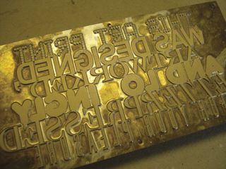 When the ink was dried, the text plate was made and Graham printed this using metallic ink, mixed by hand.