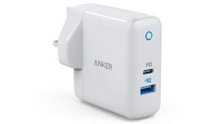 Anker PowerPort Speed Plus Duo, one of the best iPhone chargers, against a white background