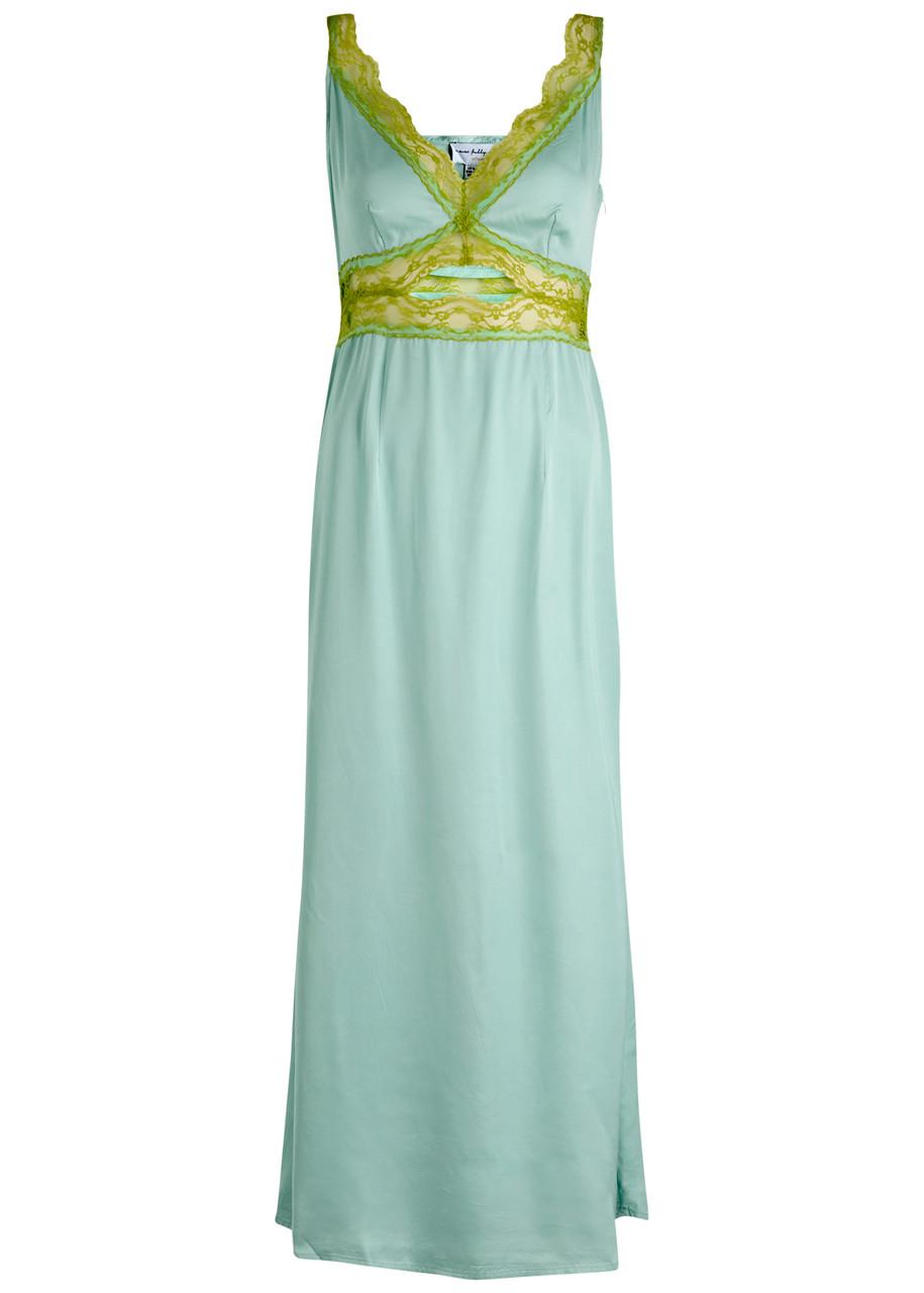 Mimi Lace-Trim Satin Midi Dress