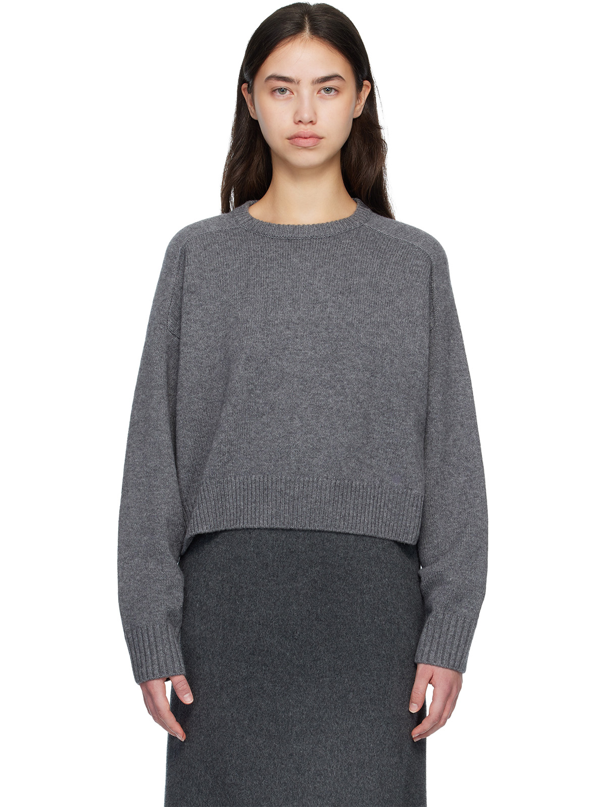 Gray Bruzzi Lds Cropped Sweater