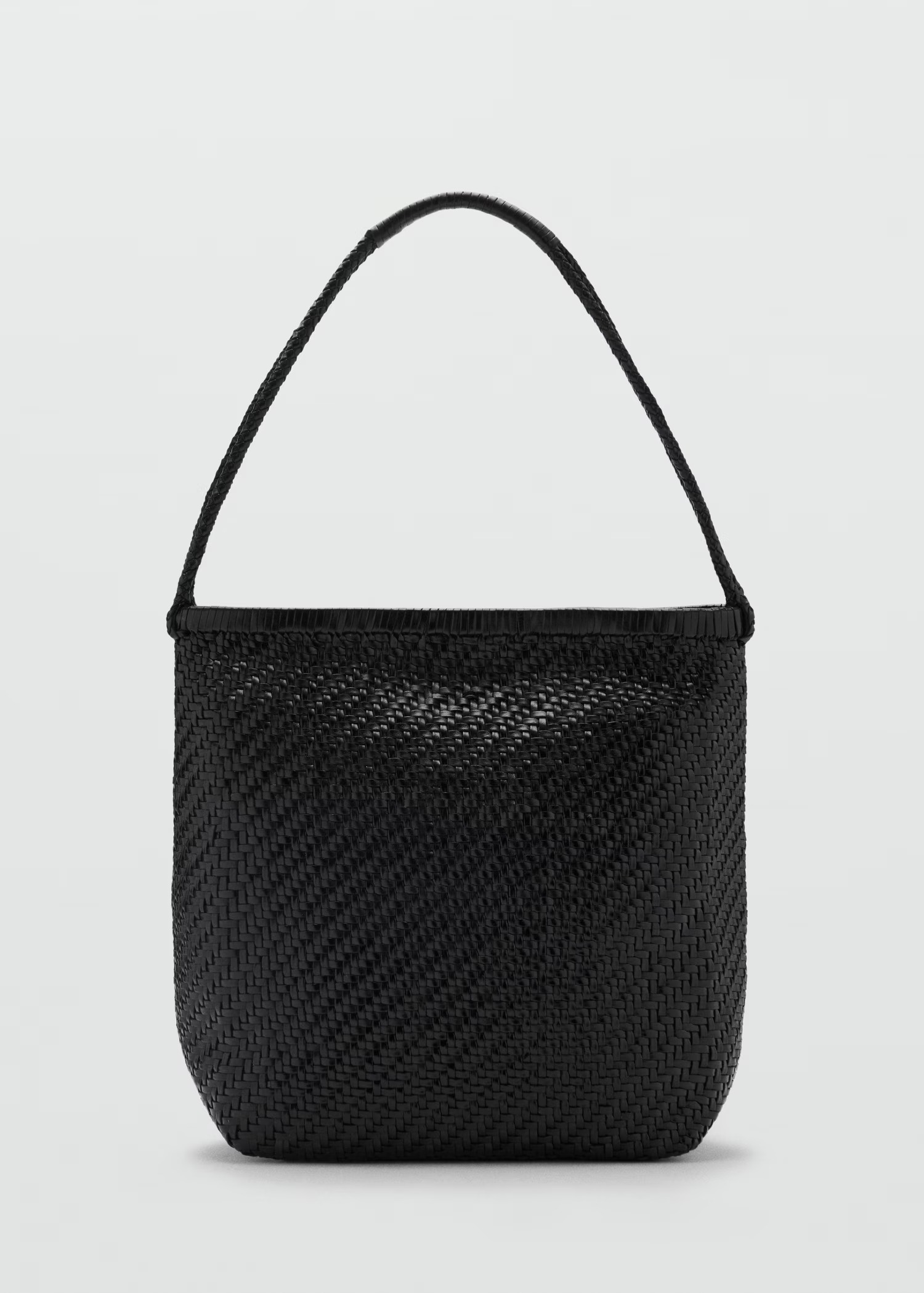 MANGO, Medium Braided Leather Shoulder Bag