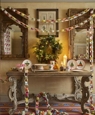 Hallway with handmade Christmas paperchains