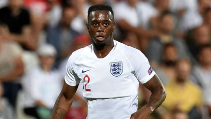 Manchester United’s Aaron Wan-Bissaka in action for England Under-21s