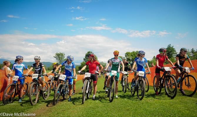 The Pro Women being called to staging at the Catamount short rack
