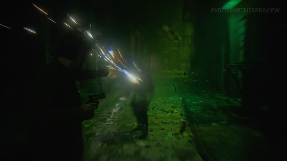 Alan Wake 2 gameplay screenshots of the new character Saga and Alan himself.