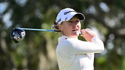 Charley Hull hits driver at the 2024 HGV Tournament of Champions in Florida