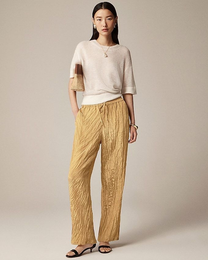 New Soleil Pant in Crinkled Viscose Blend