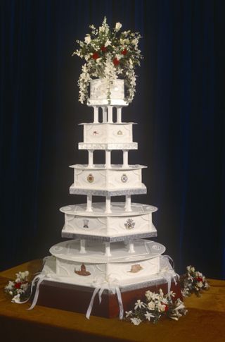 The wedding cake on display at Charles & Diana Royal Wedding, 29th July 1981