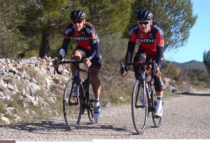 Philippe Gilbert and Greg Greg Van Avermaet ride together