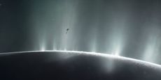Cassini flying over Enceladus