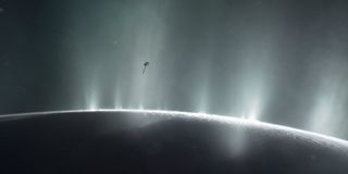 Cassini flying over Enceladus