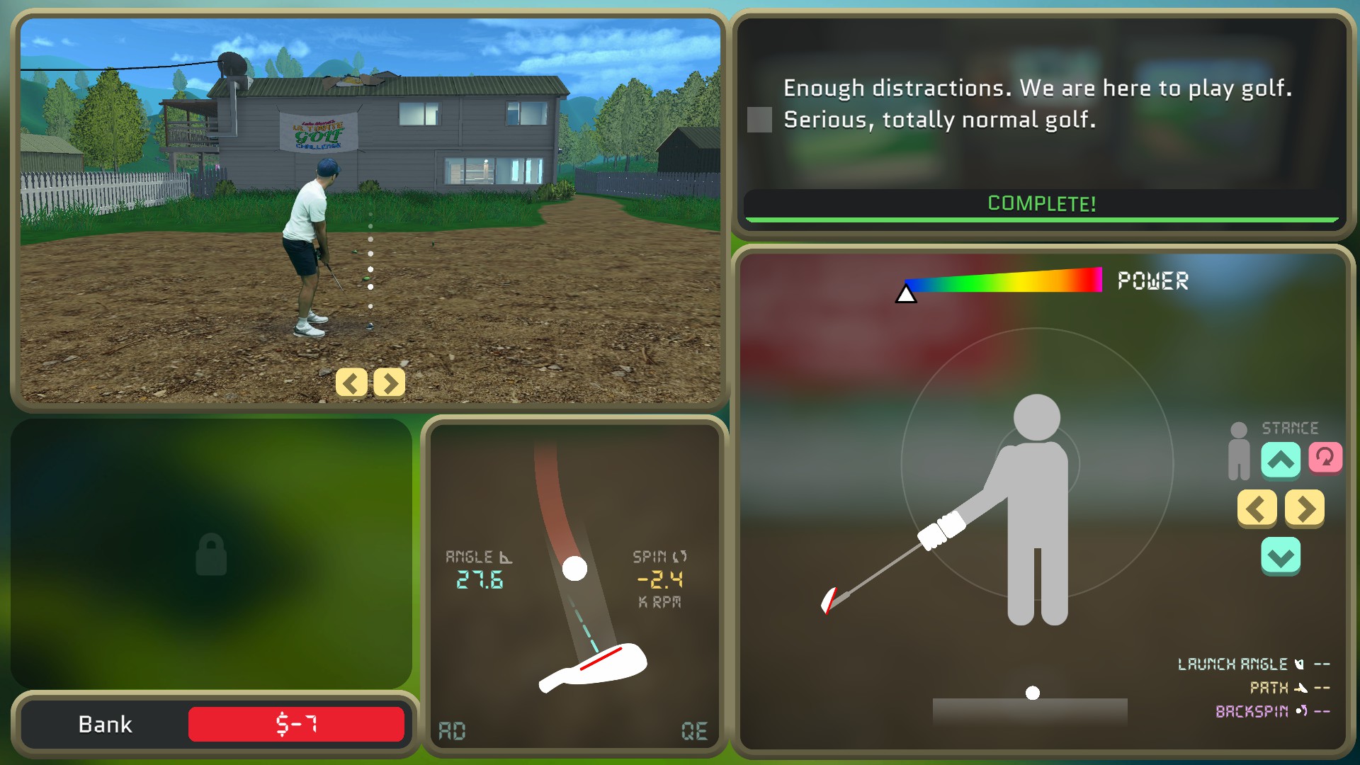 Preparing a swing in Normal Golf Game.