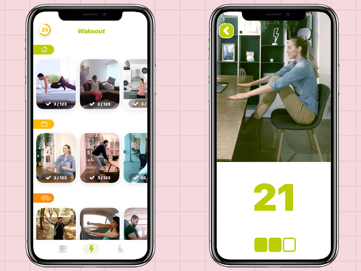 a screenshot from the Wakeout workout app