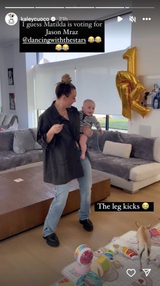 Kaley Cuoco dancing with her daughter on her Instagram Stories.