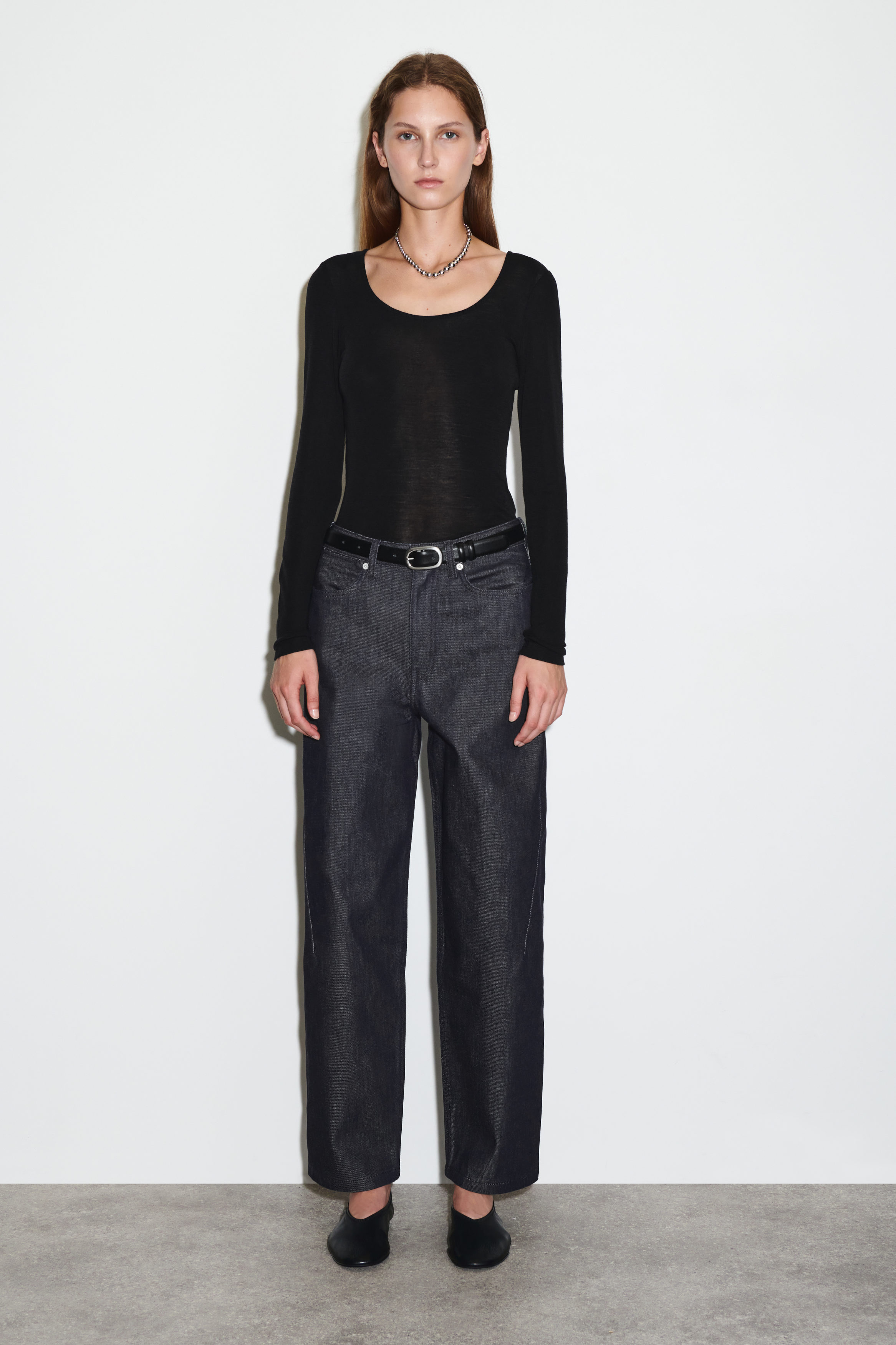 Barrel-Leg Denim Pants