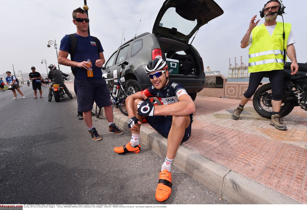Matthias Br&auml;ndle (IAM Cycling) tries to catch his breath after winning the final stage