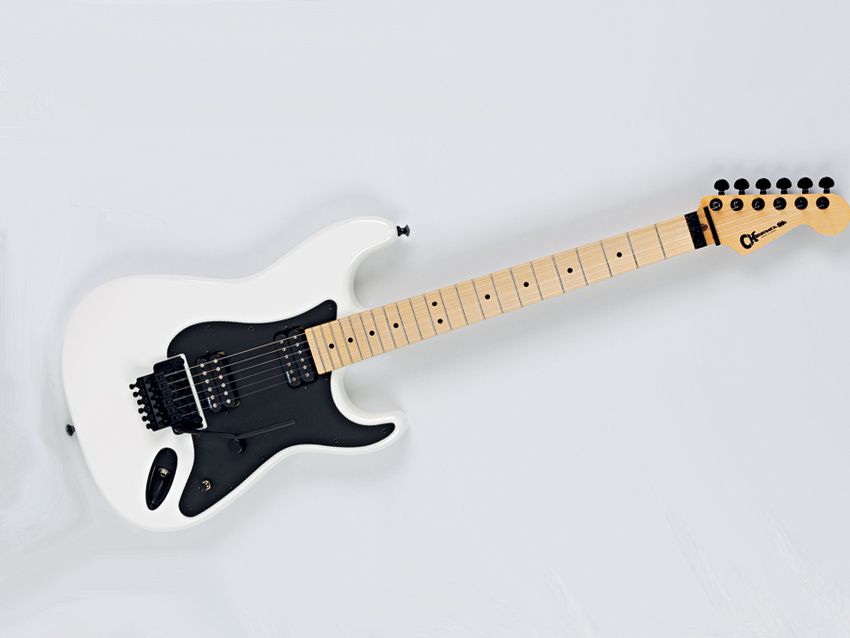 In addition to snow white, the guitar is available in Ferrari red or black.