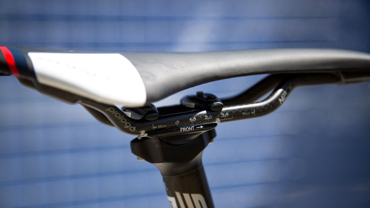 The seat position is just beyond the recommended maximum limits and marked for ease of setup