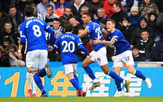 Dominic Calvert-Lewin (second right) opened the scoring for Everton