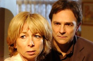 No Merchandising. Editorial Use Only Minimum use fee £50 Mandatory Credit: Photo by ITV/REX/Shutterstock (697210jx) 'Coronation Street' TV - 2003 - Richard Hillman (Brian Capron) confesses all to Gail Hillman (Helen Worth). He begs her forgiveness and says he did it all for the family. ITV ARCHIVE